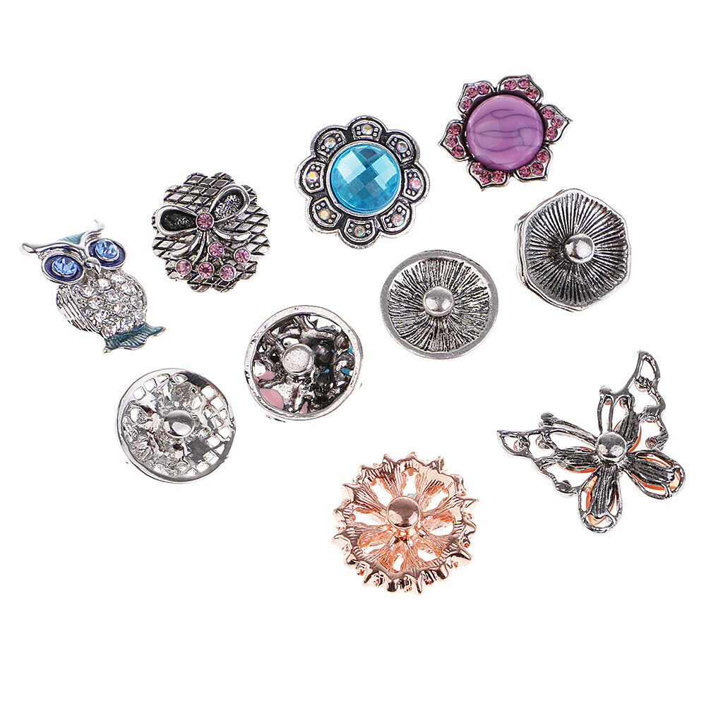 10 Fashion Rhinestone 18mm Ginger Snaps Charm Button For   Jewelry Rings