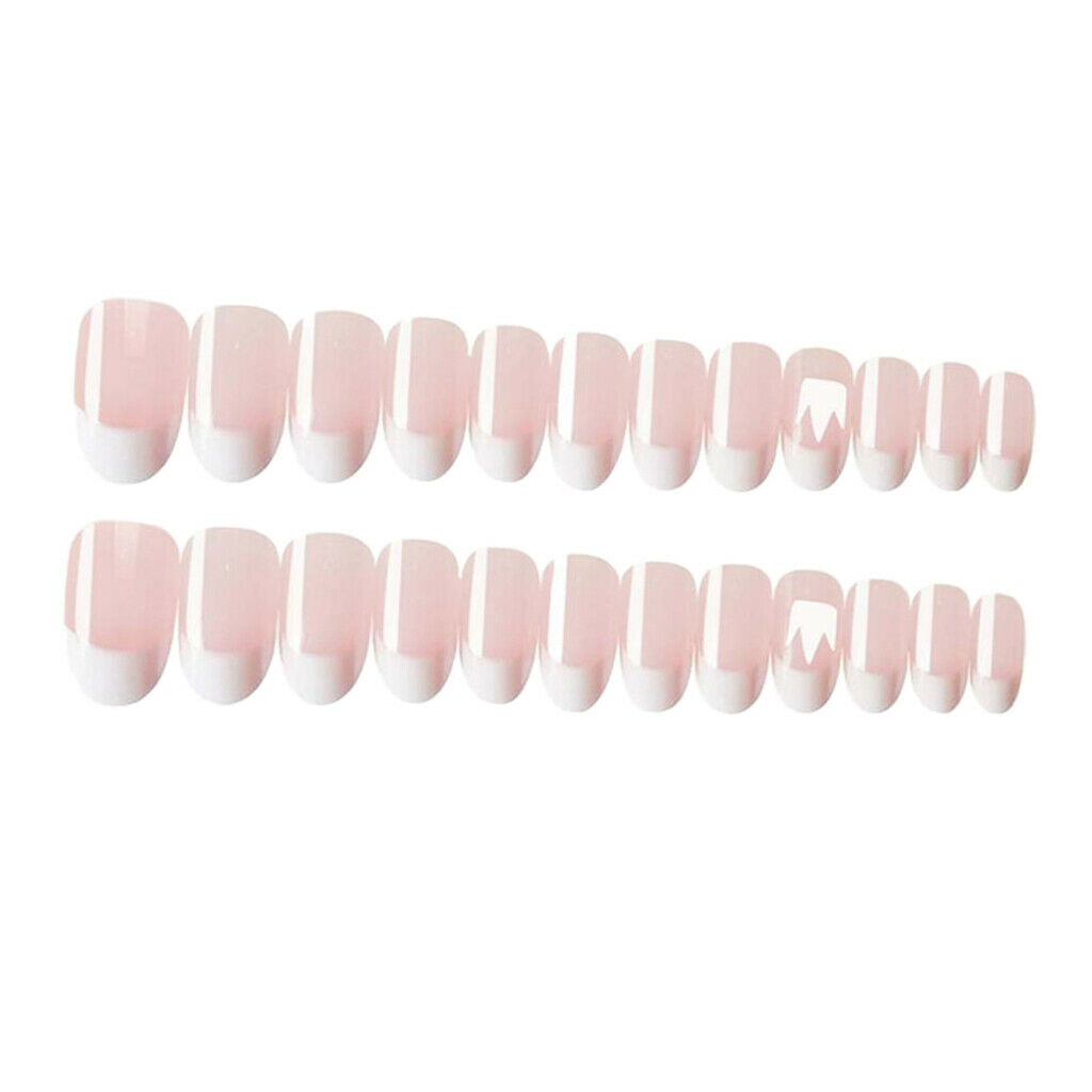 24 Pieces Natural Oval Head Round Full Cover False Nails Tips Finger Tips