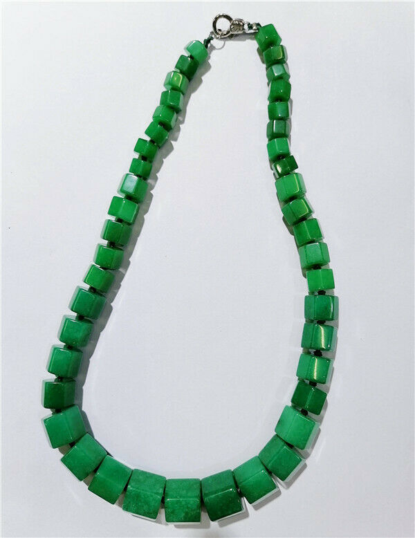 1 Strand New Green Malay Jade Hexagon Prism Beads Handmade Necklace 42cm HH8743