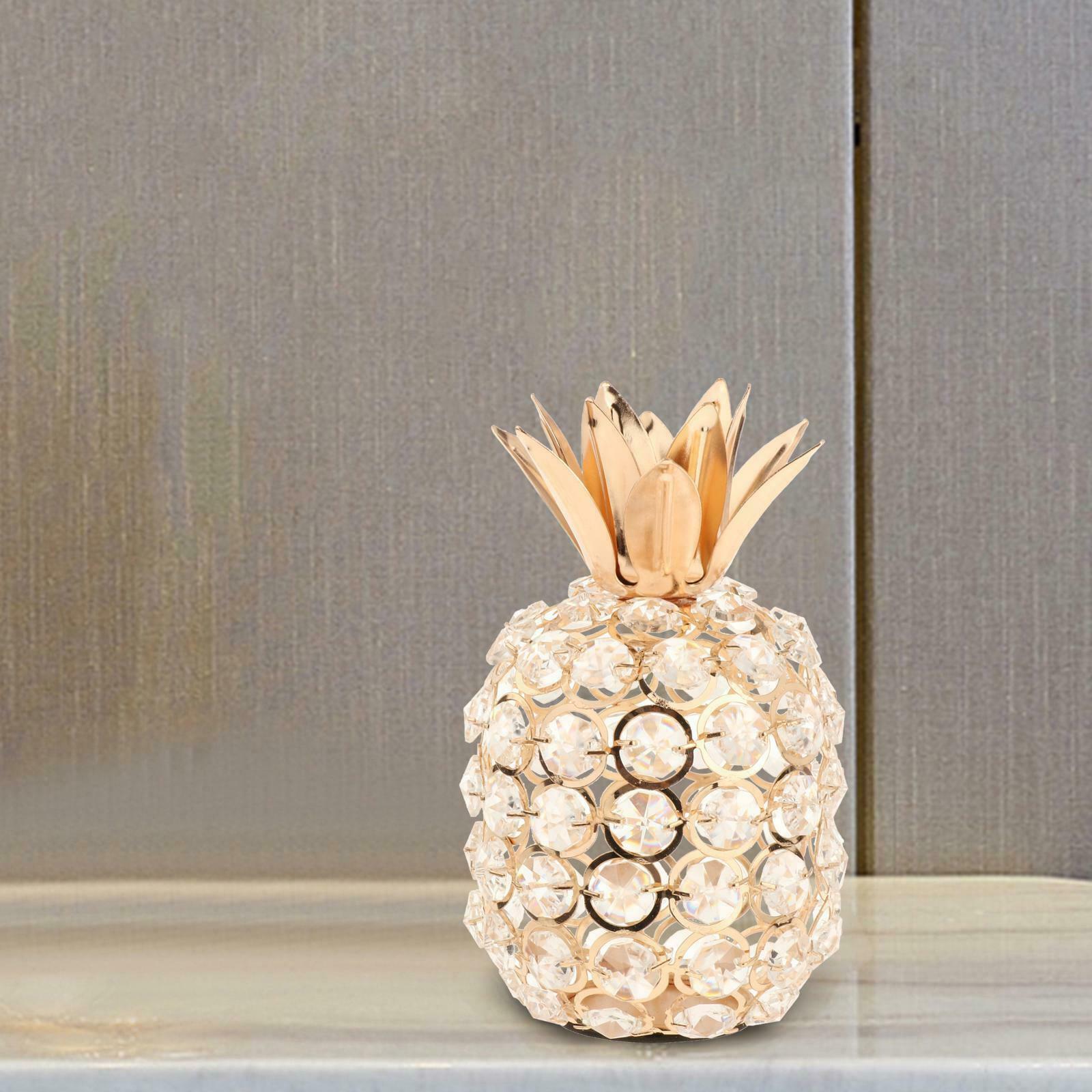Shiny Crystal Studded Pineapple Fruit Ornament Art Tabletop Decor Crafts