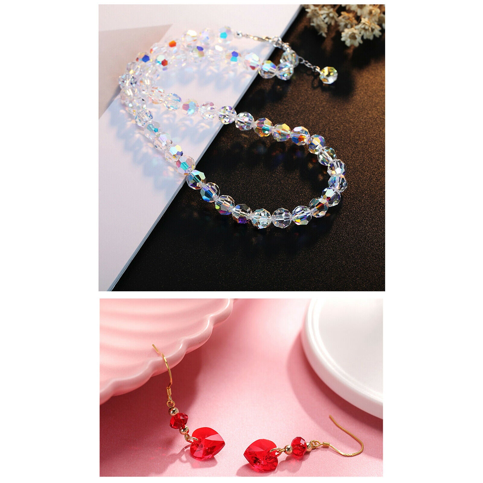 Faceted Crystal Loose Spacer Crafts Beads Lot for Jewelry Making Crystal ab