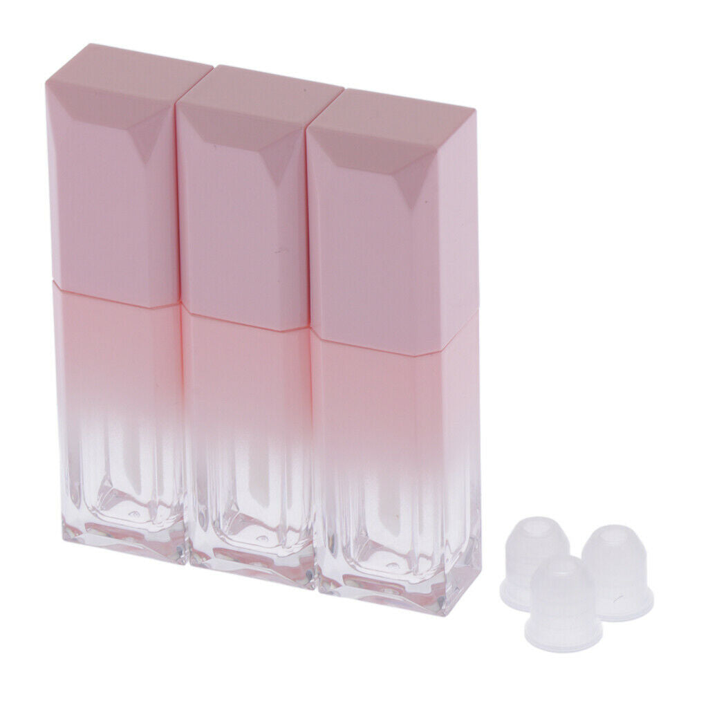 Lots 6 Square Lip Gloss Tubes Vials Makeup Cosmetic Lip Tint Bottles Pink