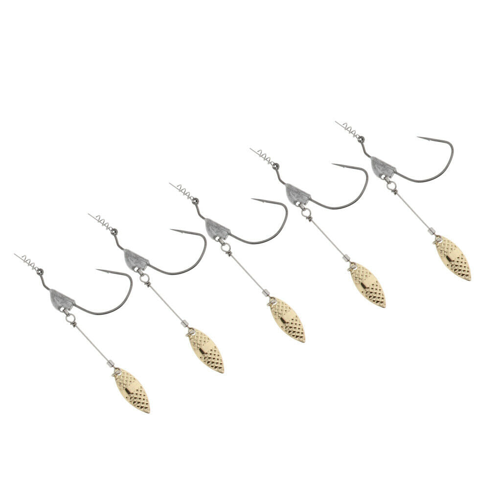 5pcs Weighted Fishing Hooks with Lead Spoon Spring for Swimbaits 6.2g
