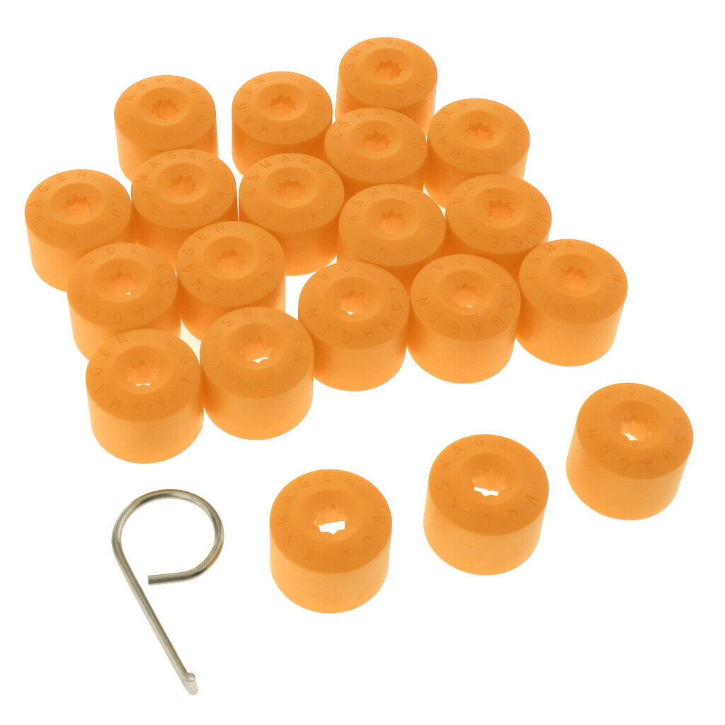 20PCS Wheel Nut Bolt Tire Screw Cap Dust Cover+Tool for VW Golf Yellow