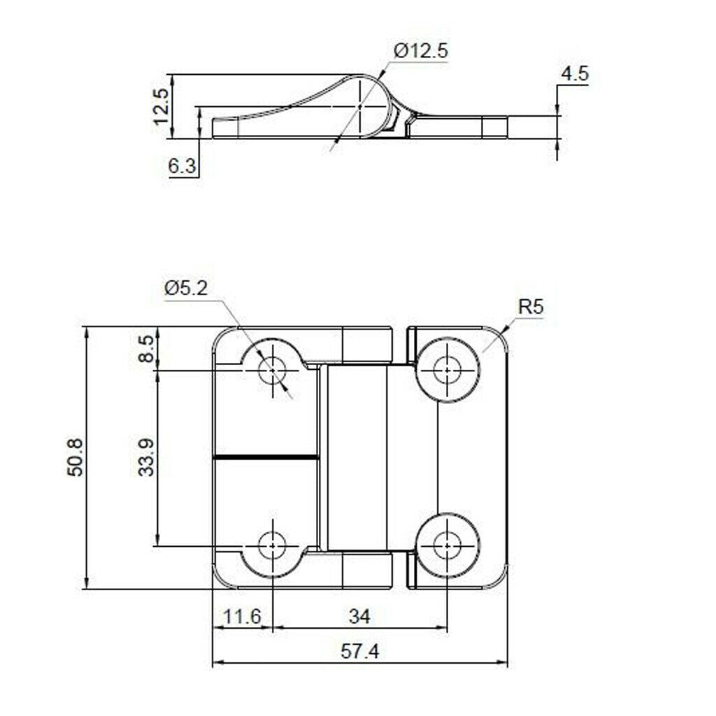 Adjustable Torque Position Control Hinge with Holes for Southco E6-10-410-50