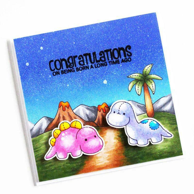 Cute Dinosaur Cutting Dies Clear Stamp for DIY Scrapbooking Paper Card Embossing