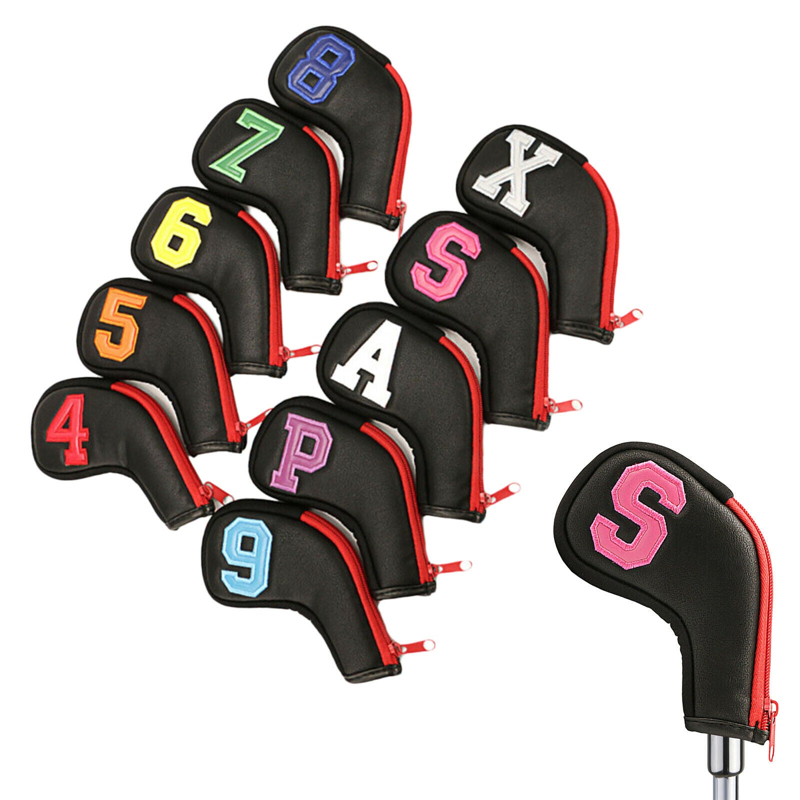Golf Club Iron Head Covers Headcover Thick Synthetic Leather Set Protector