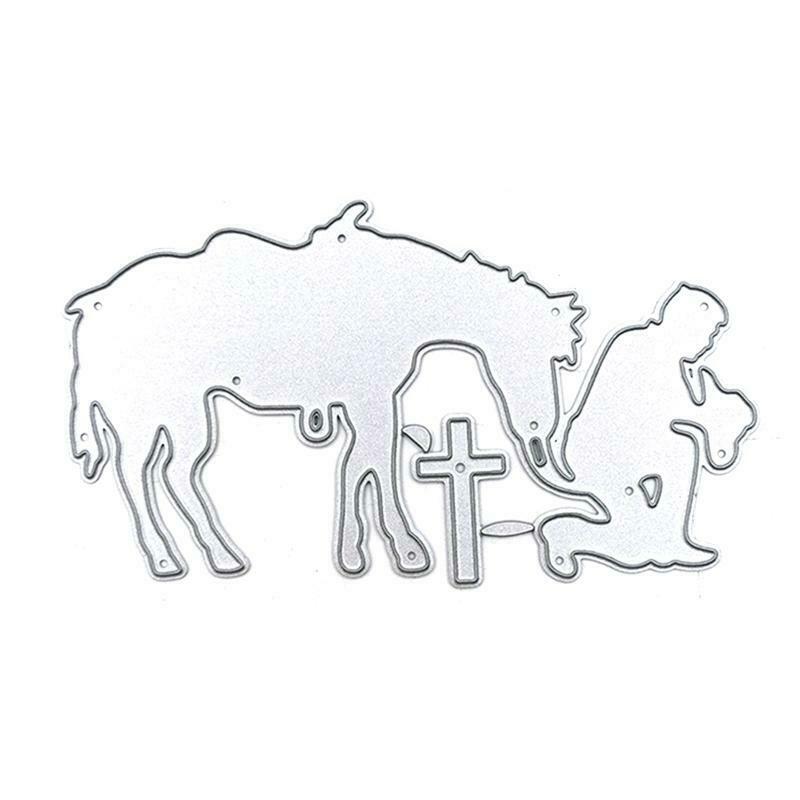 Horse Man Cutting Dies Embossing Stencil Template for Scrapbooking Making Card