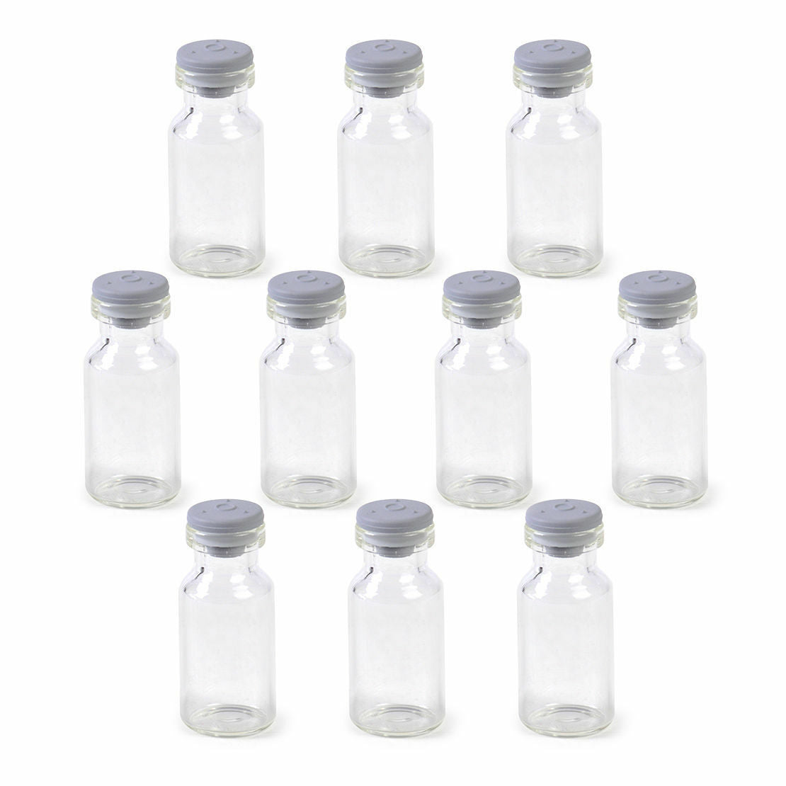 10pcs 2ml Small Empty Sample Vials Clear Glass Bottles With Butyl Rubber Stopper