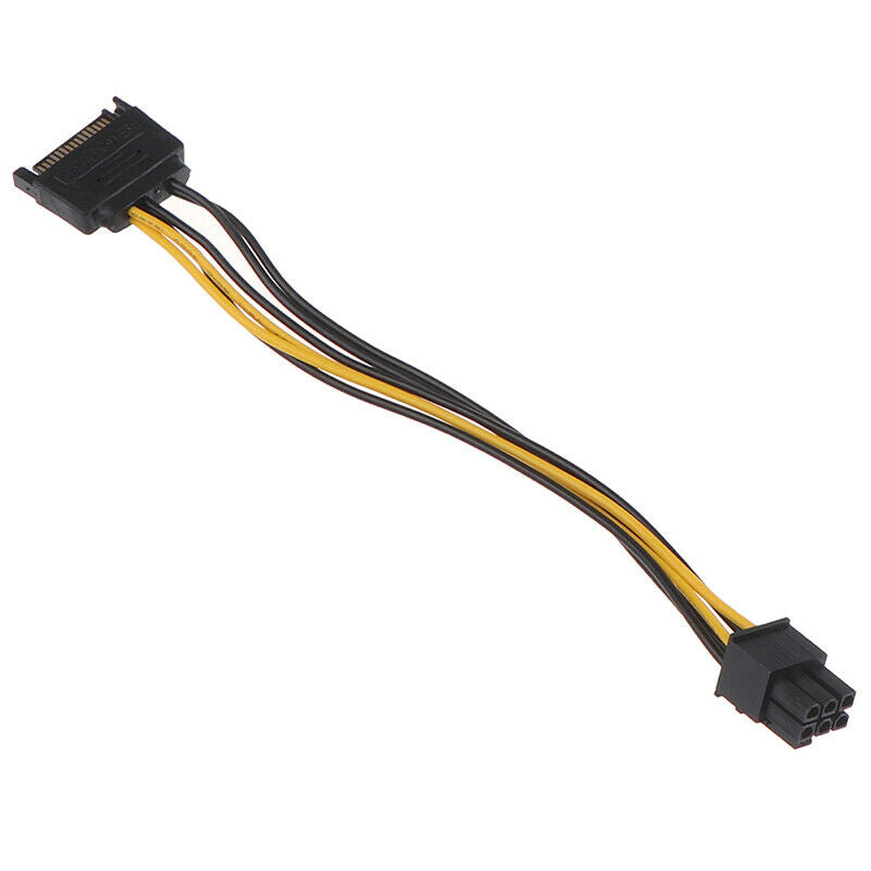 SATA Power Cable 15 Pin To 6 Pin PCI-E Sata Graphics Converter Adapter ^.l8