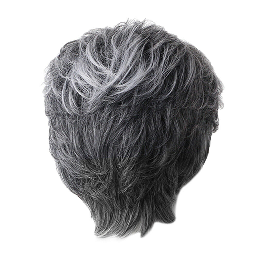 Short Straight Women Ladies Daily Hair Wig Natural Looking Heat Resistant - Grey