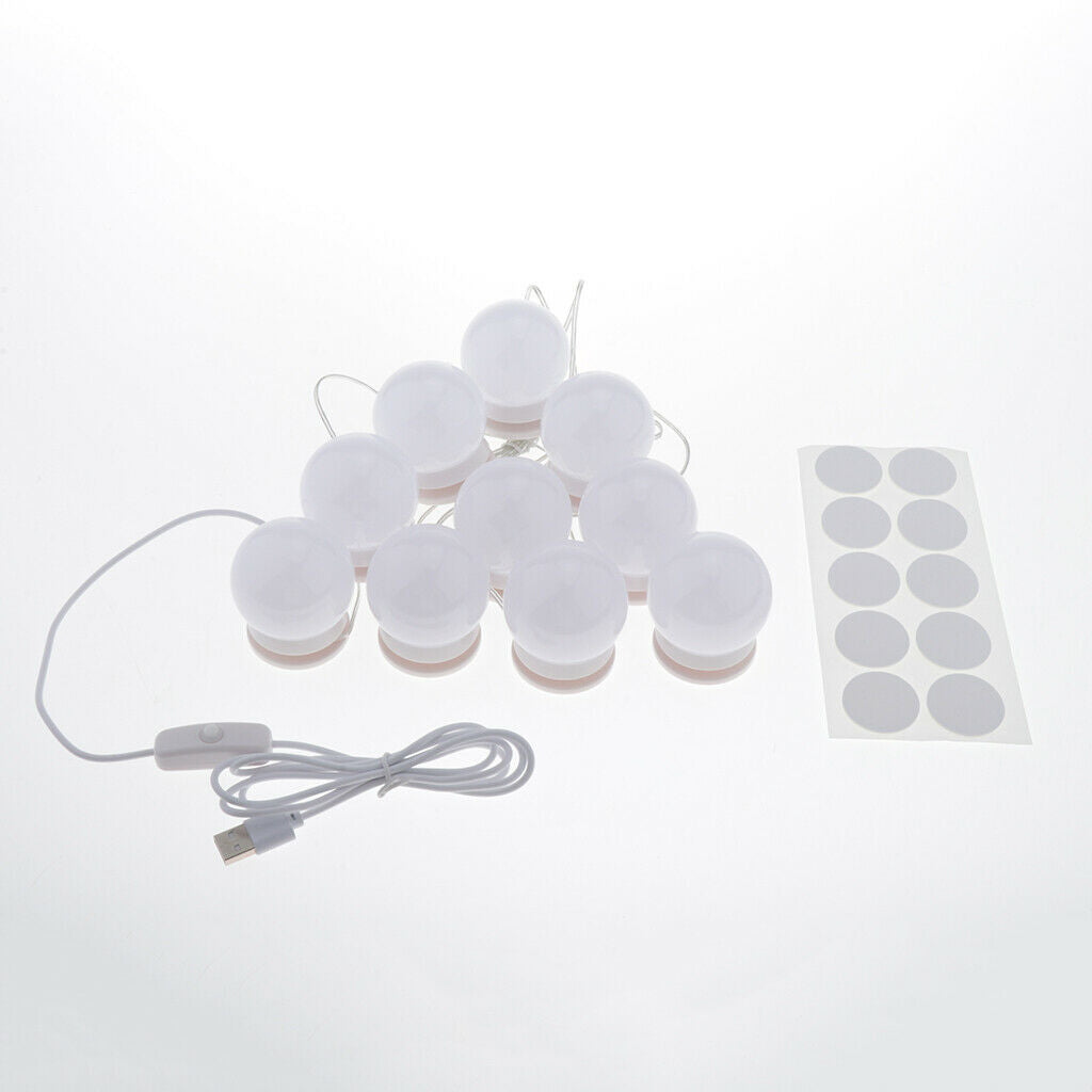 Vanity Lights Dimmable Dressing Mirror Lighting Bulbs Lamp USB Adapter White