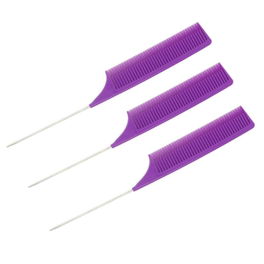 3x Plastic Weaving Highlighting Foiling Hair Combs Highlight Comb Purple