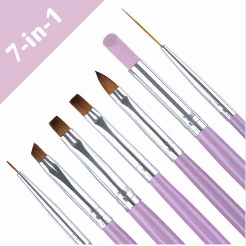 7*/Set Professional Nail Art UV Gel Painting Drawing Brushes Acrylic Flat Brush