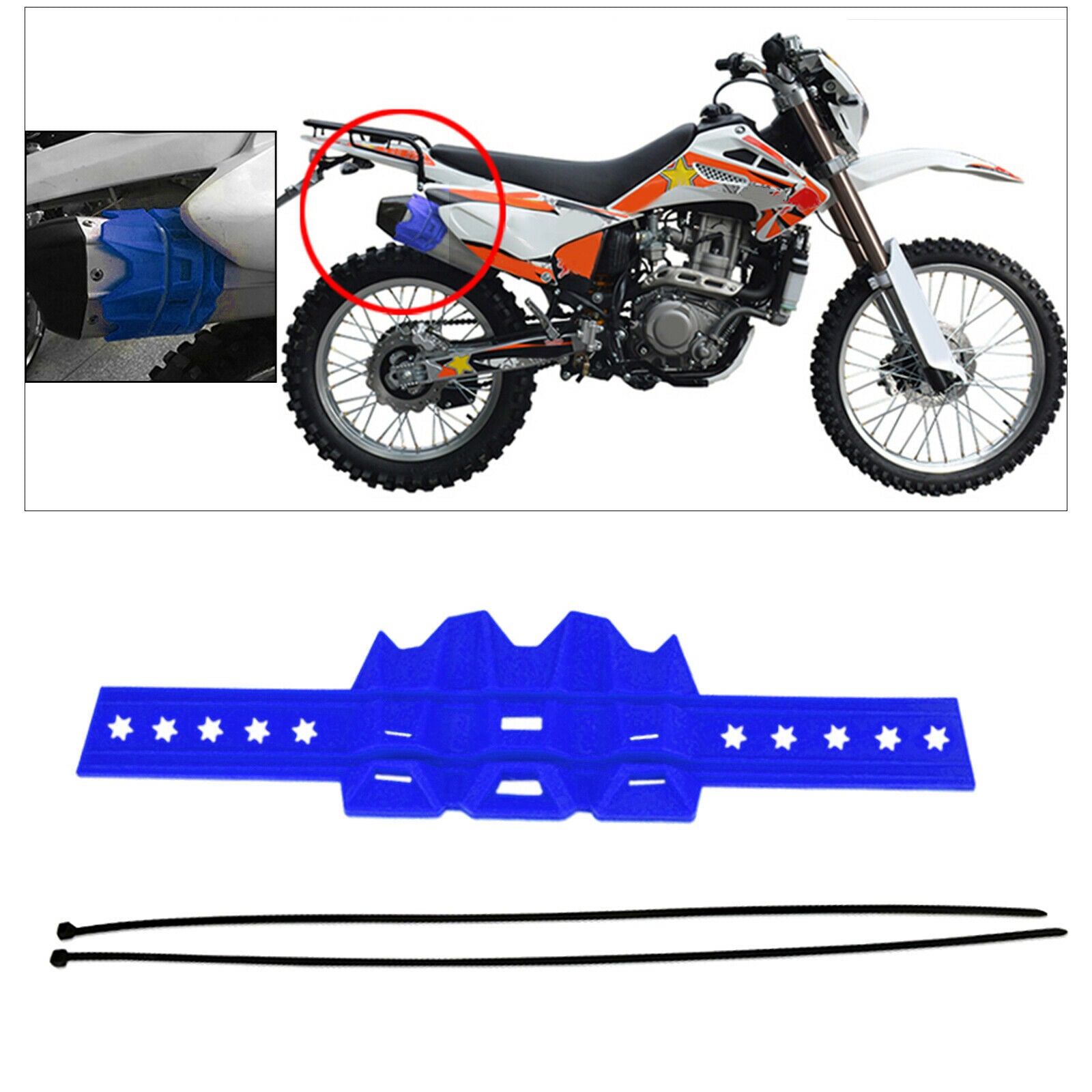 Universal Motorcycle Exhaust Muffler Silencer Protector Exhasut System Blue