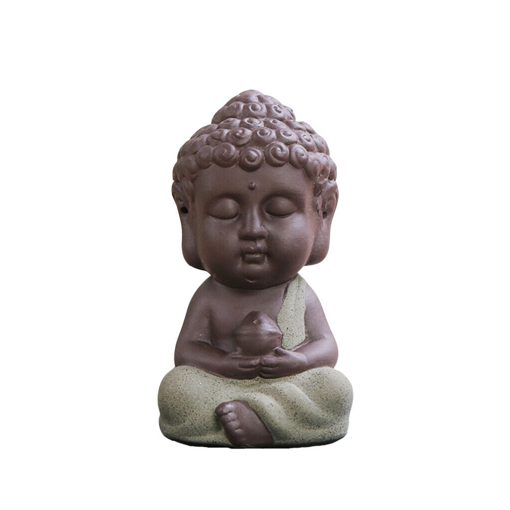 6 Piece Monk Buddha Ceramic Statue Tea Tray Craft