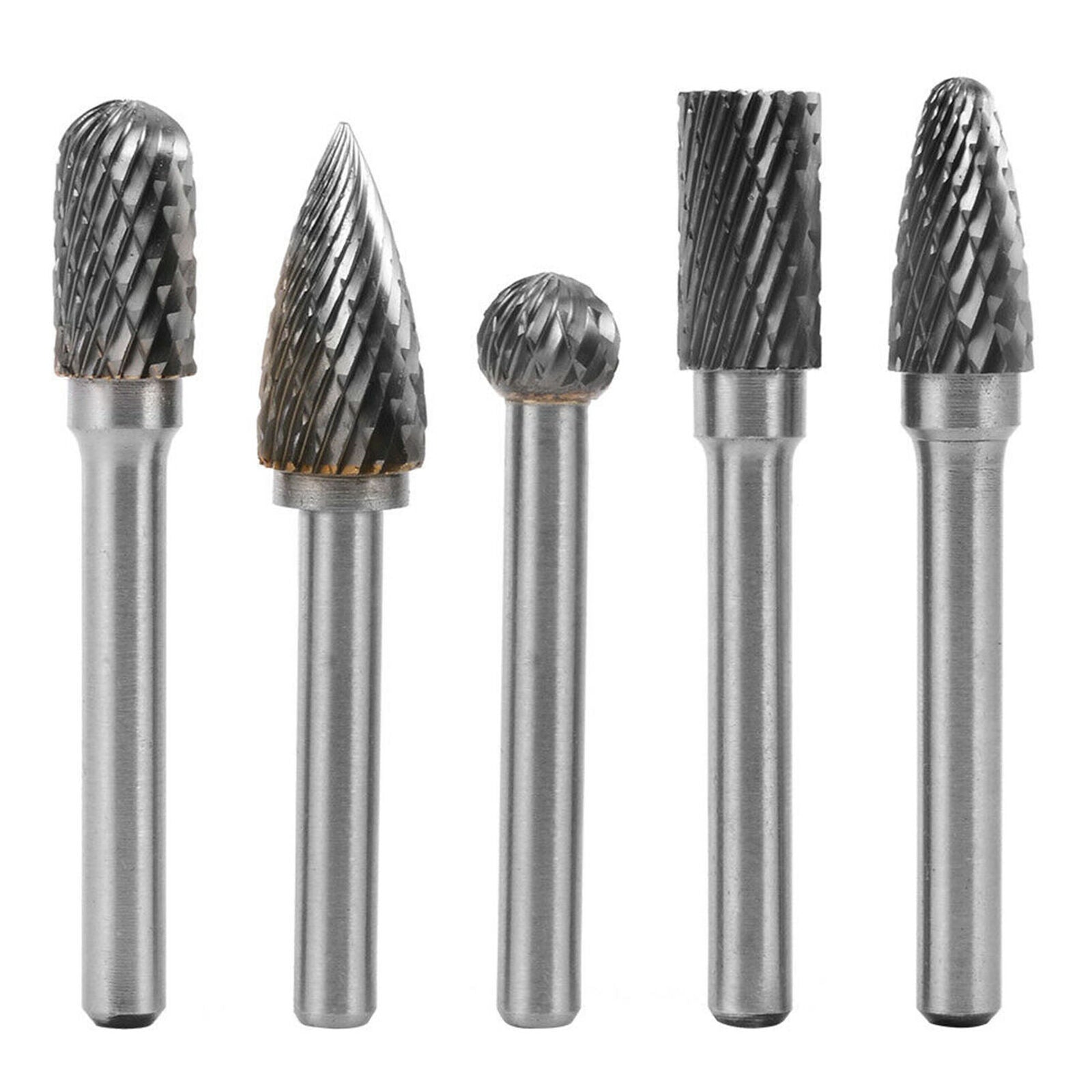 5x Tungsten Carbide Burr 1/4" 6mm Rotary Cutter Files Set CNC Engraving CED 10mm