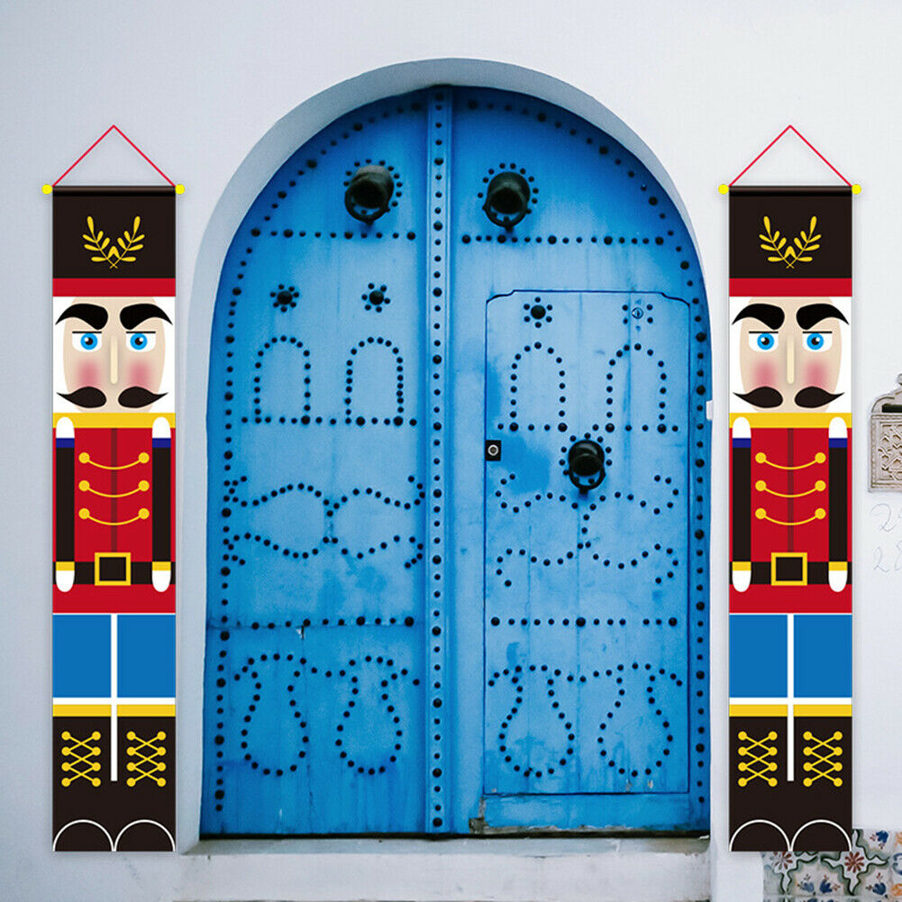 1 Pair Christmas Decoration Walnut Soldier Front Door Curtain Hanging Cloth @