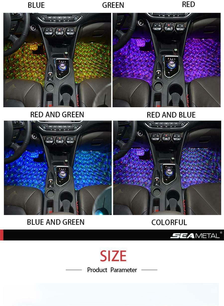 RGB Car Interior Floor LED Atmosphere Light Voice Control USB Socket Universal