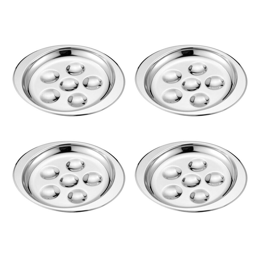Set of 4, French Escargot Baking Plate Platter Mushroom Snail Dish 6 Holes