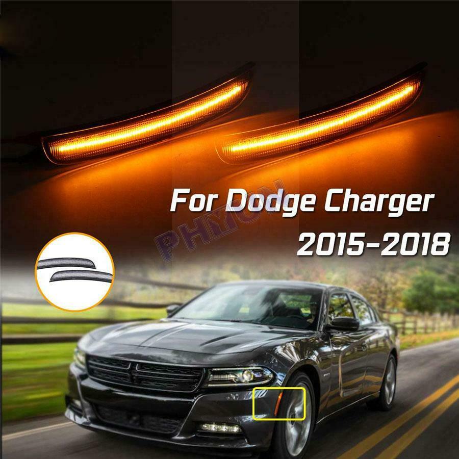 Smoked Lens LED Side Marker Lights Error Free Lamps For Dodge Charger 2015-2018