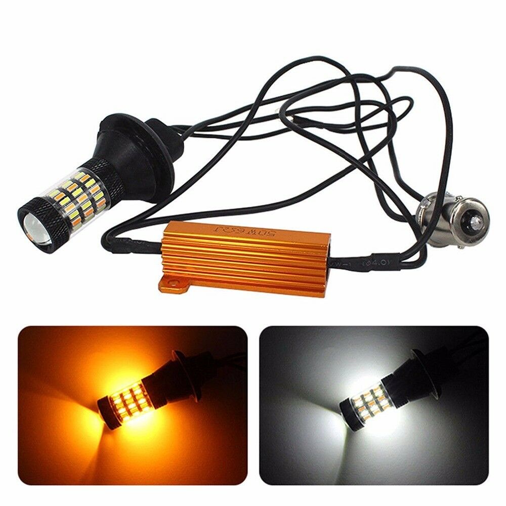 2x Error free 1156 7056 BA15S Switchback LED Kit for DRL Turn Signal Lights
