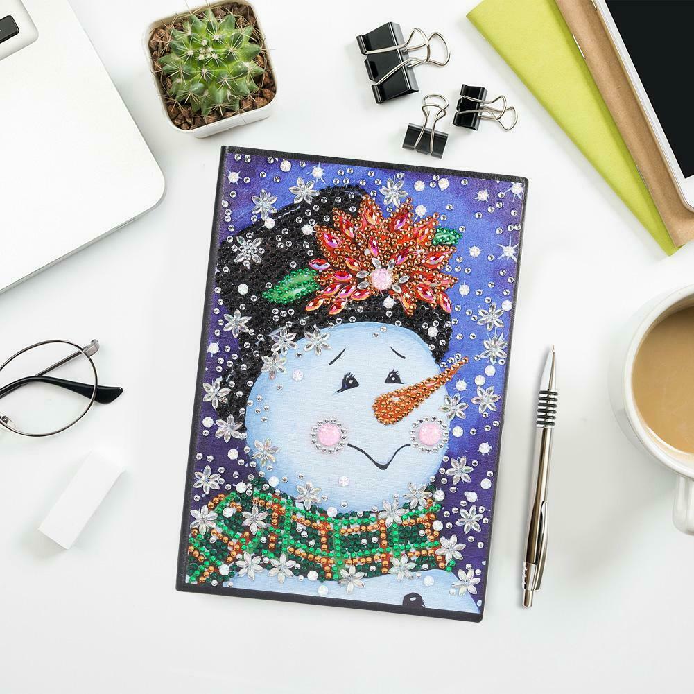 DIY Christmas Snowman Special Shaped Diamond Painting 60 Pages A5 Notebook @