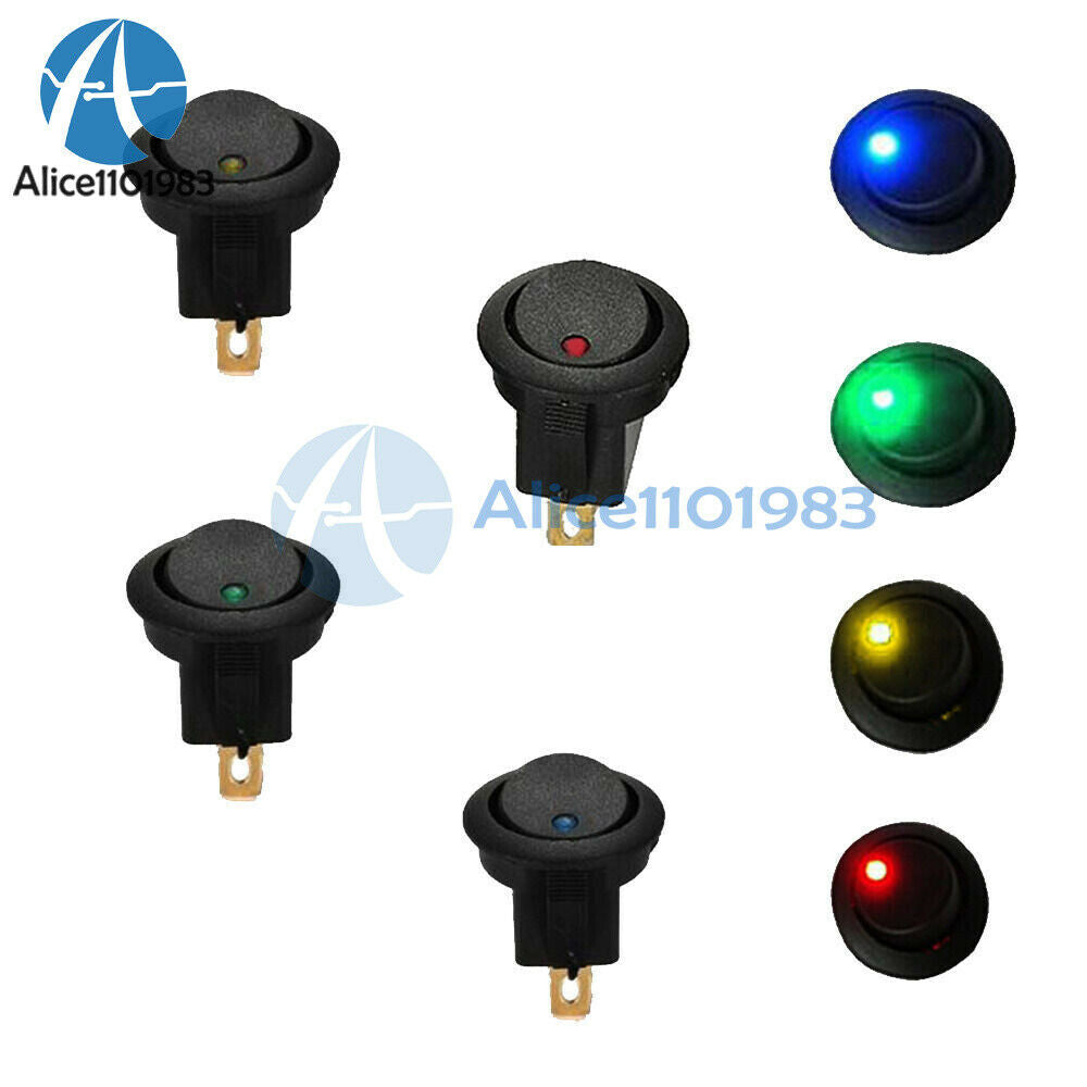 20PCS Car 12V Round Rocker Dot Boat LED Light Toggle Switch SPST ON/OFF Sales
