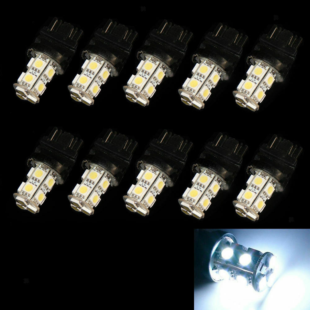 10Pcs 3157 13SMD 5050 Reverse Brake Turn Tail Backup LED Light Bulb White