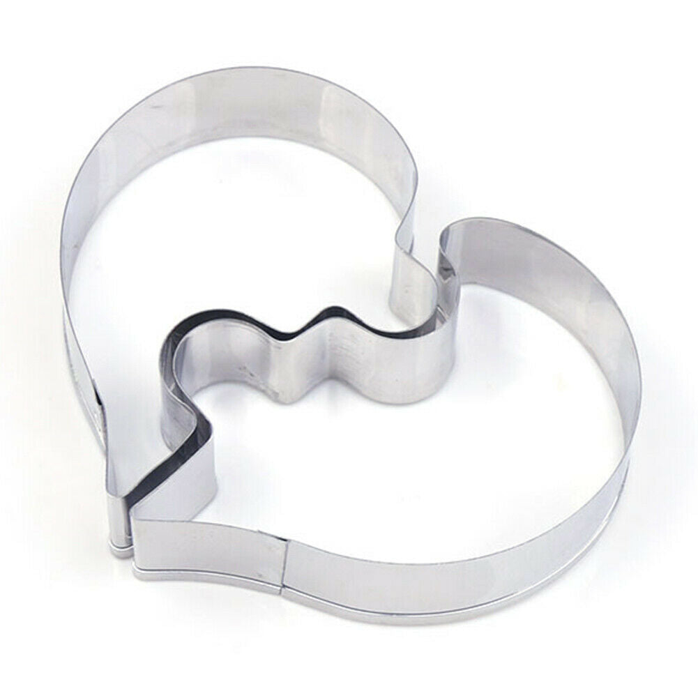 2× Heart Shape Stainless Steel Cookie Mould Fondant Cake Cutter Baking Gadget My