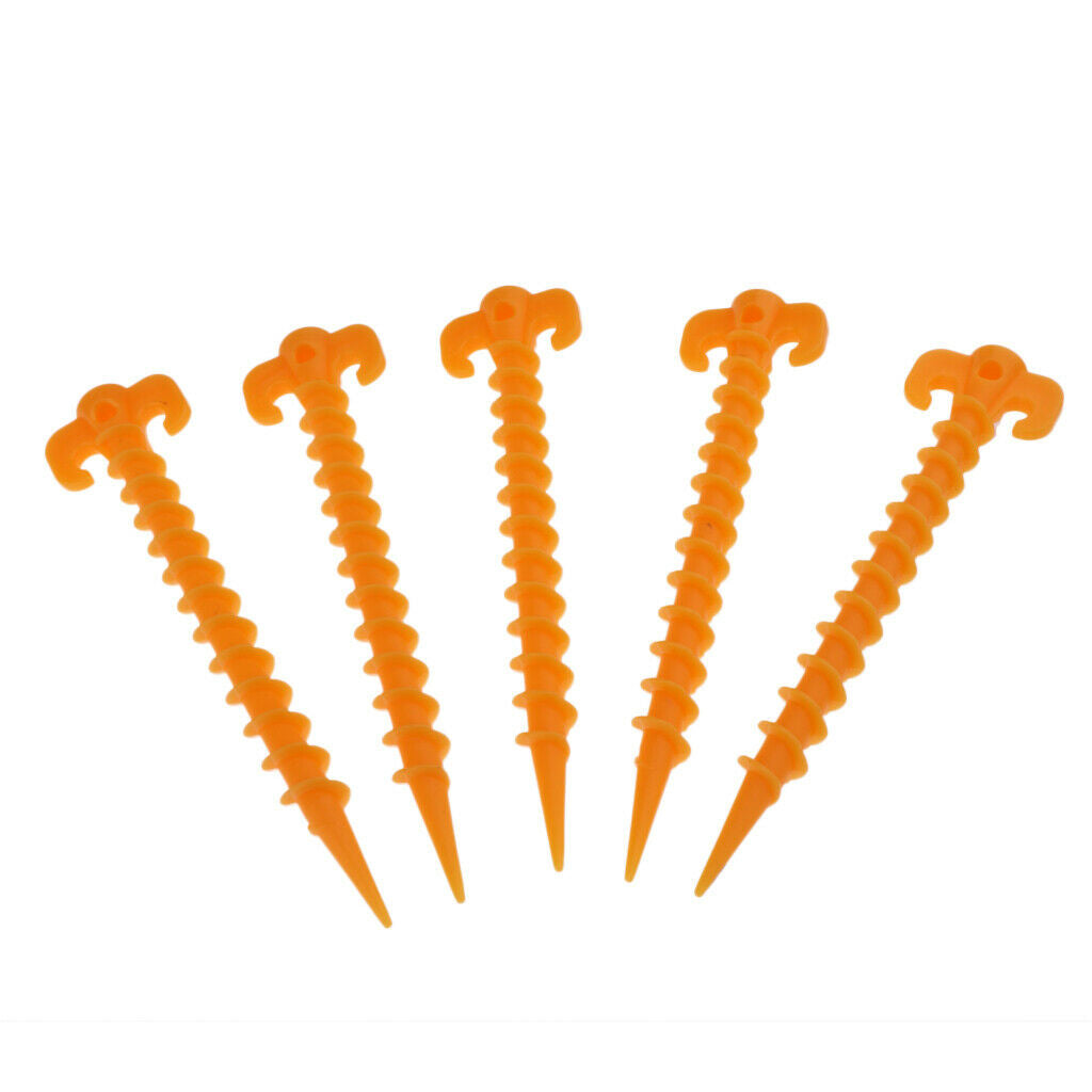Prettyia 5x Plastics Helix Camping Awning Tent Pegs for Outdoor Sports