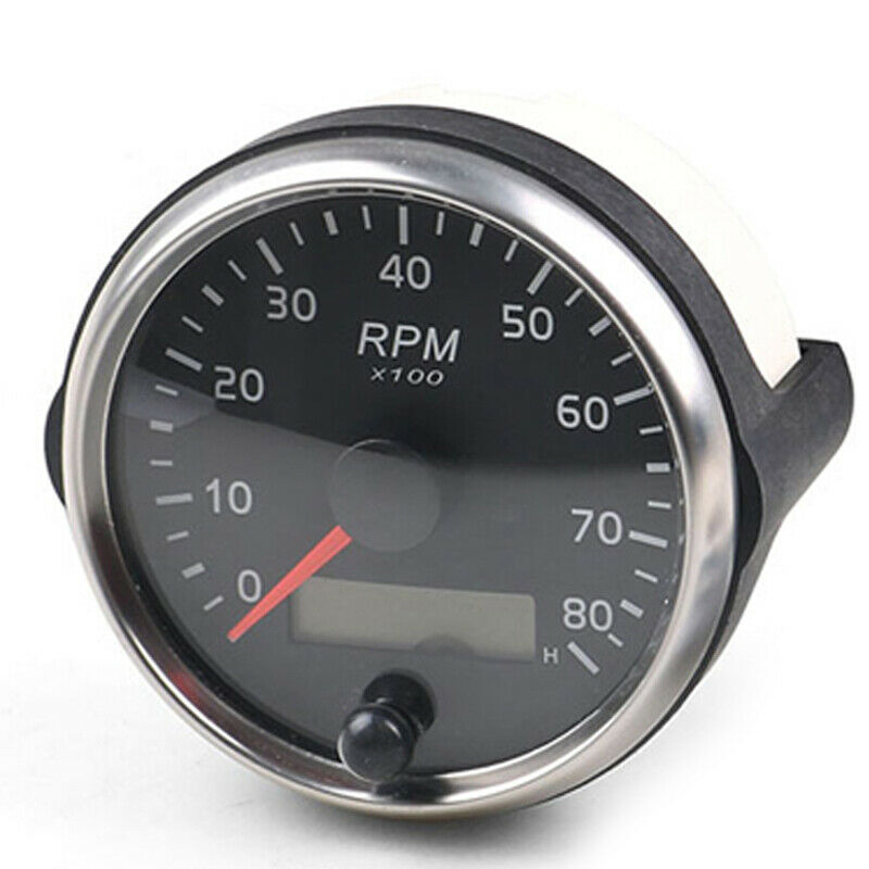 85mm 12V/24V 0-8000RPM Tachometer Gauge Tacho Meter w/ Digital LCD Hourmeter Kit