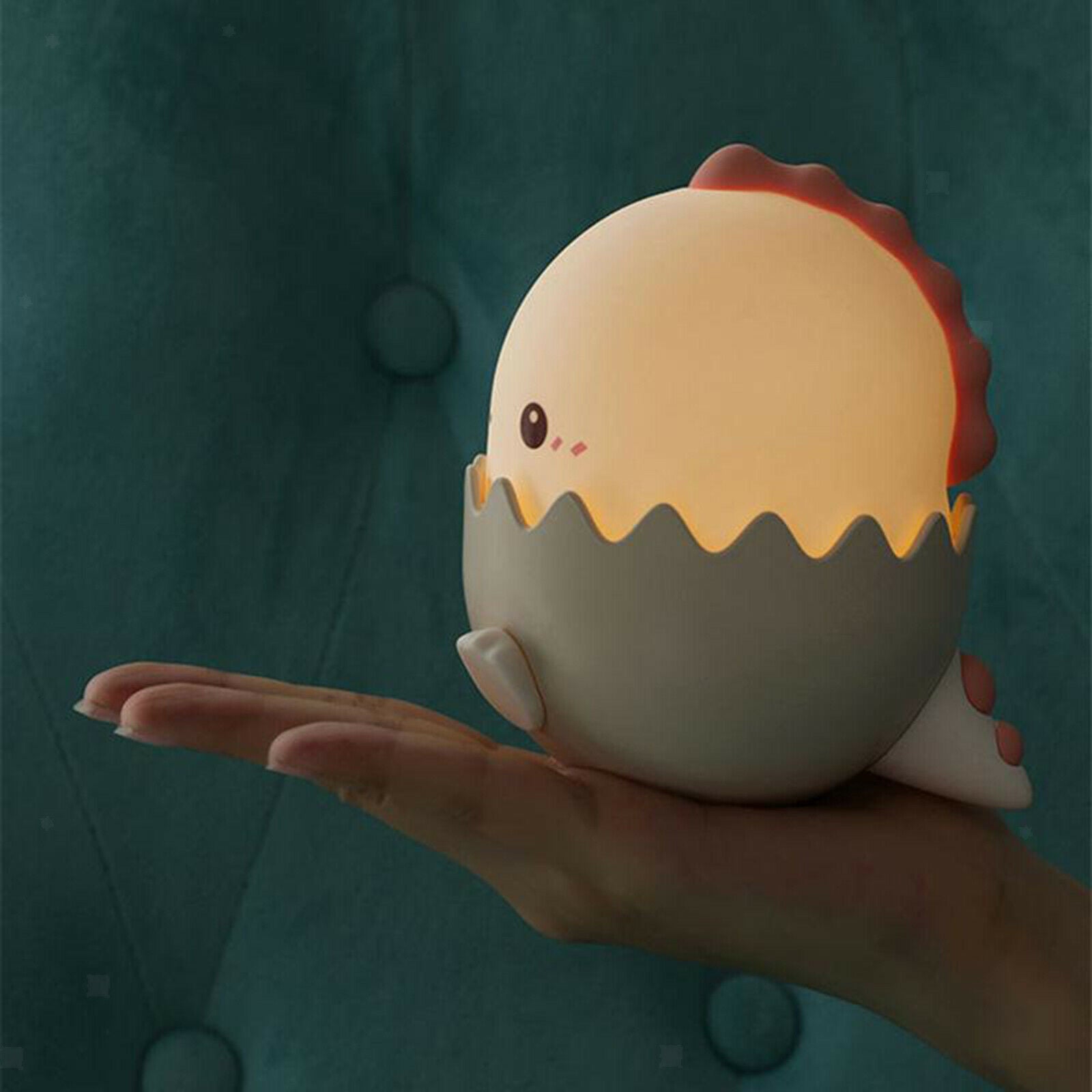 USB Rechargeable Night Light Lamp Silicone Dinosaur Color Change Pink