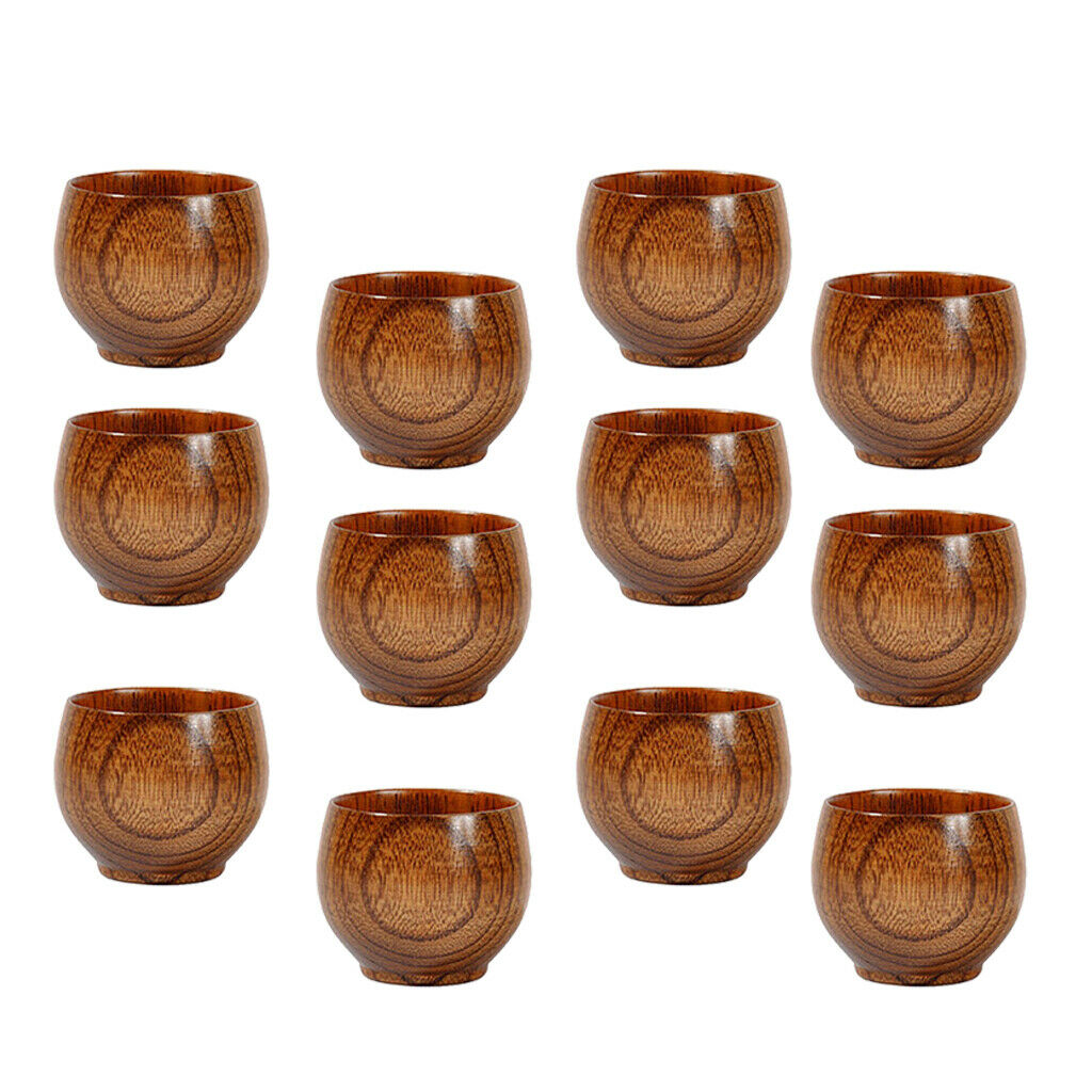 12x  Wooden Cup Handmade Natural Wood Coffee Tea Beer Juice Mug 50ml