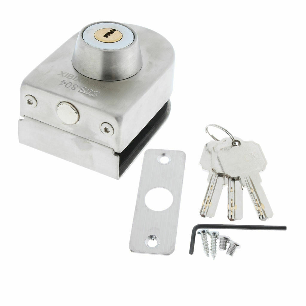 Blesiya Stainless Stee Single Glass Door Lock with 3Pcs Keys