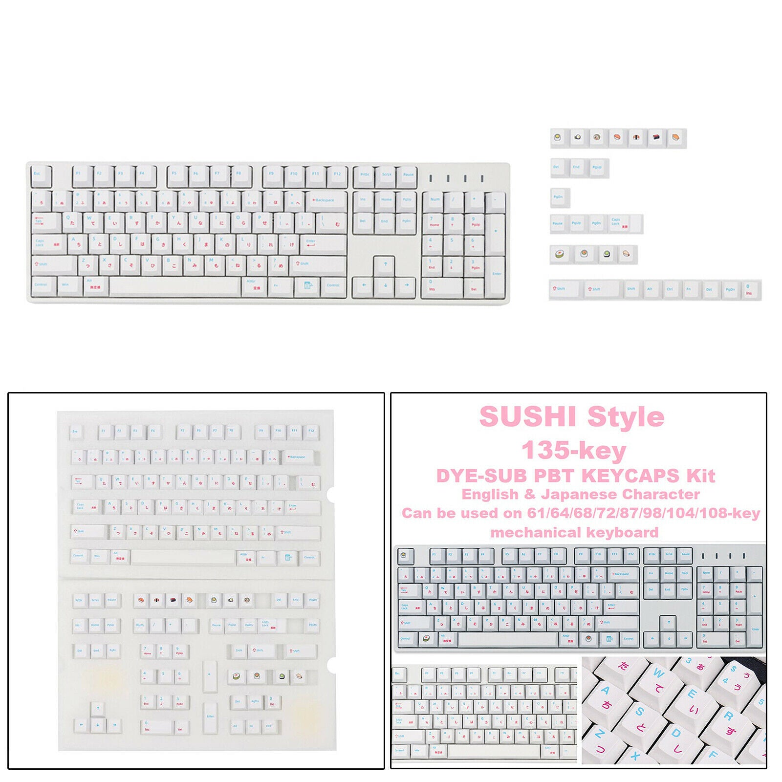 135 Keys Keycaps Set DIY for Cherry MX Mechanical Keyboard DIY Accessories