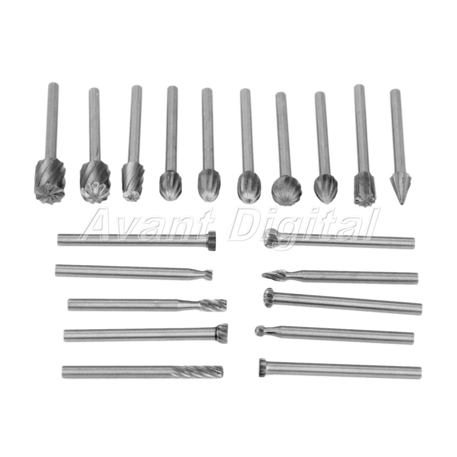 20pcs HSS HSS Router Bits Files Wood Cutter Burr Milling Engraving Rotary Tool