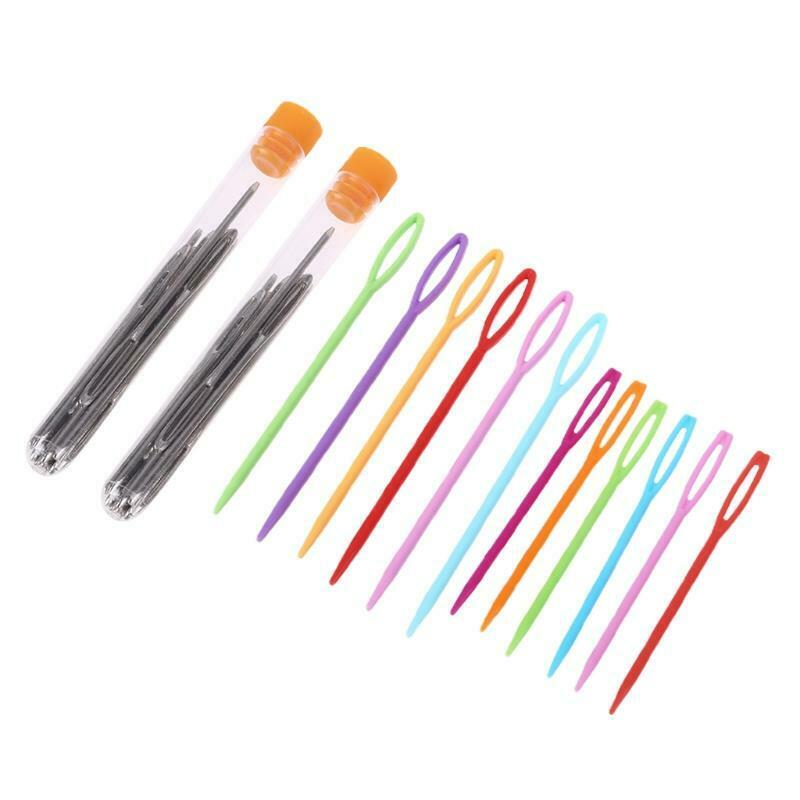 12Pcs Plastic Sewing Needles+18Pcs Large Eye Blunt Needles for Kid Craft Project