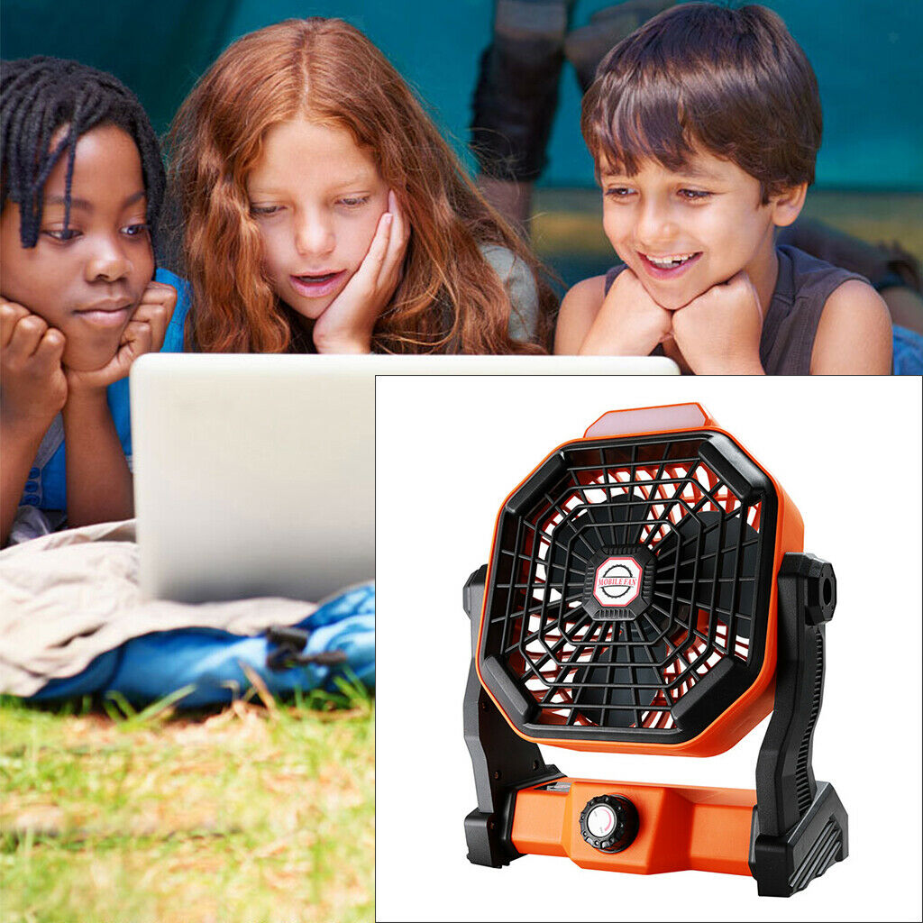 USB Small Solar Fan LED Light Home Tabletop Desk Personal Fan for Travel Tents