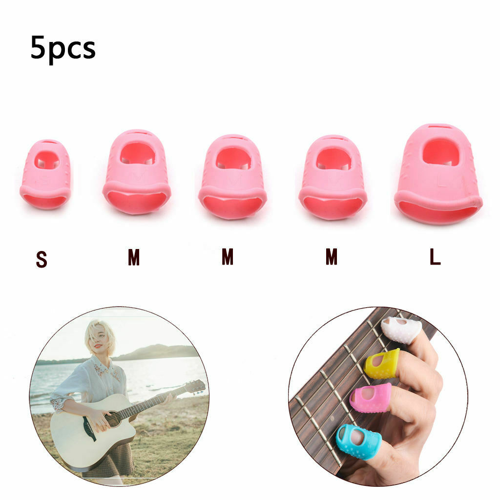 5 Pieces Soft Silicone Thumb Picks Finger Protector for Guitar Ukulele Accs