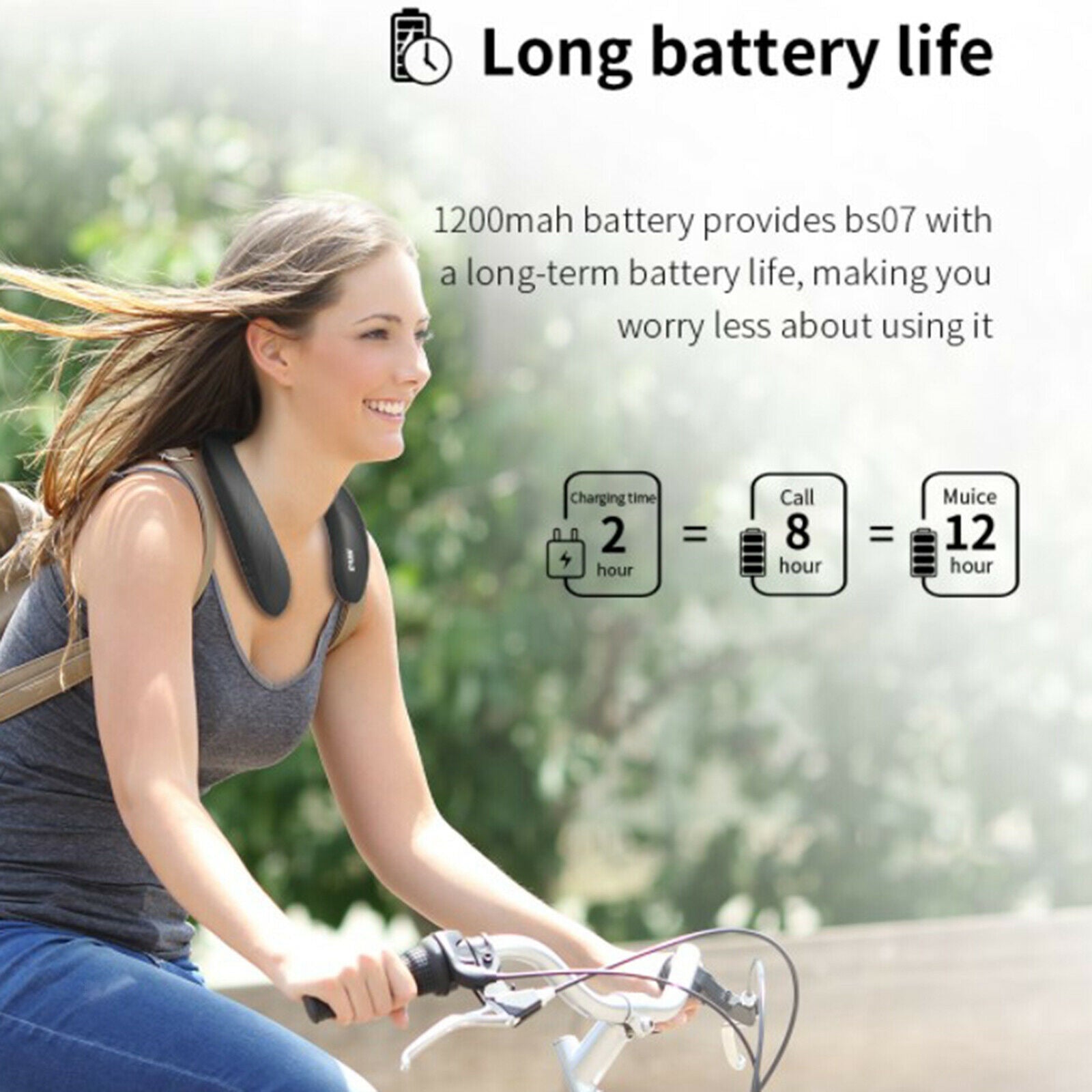 Neckband Bluetooth 5.0 Headphone Speaker Lightweight Portable Headset Hiking
