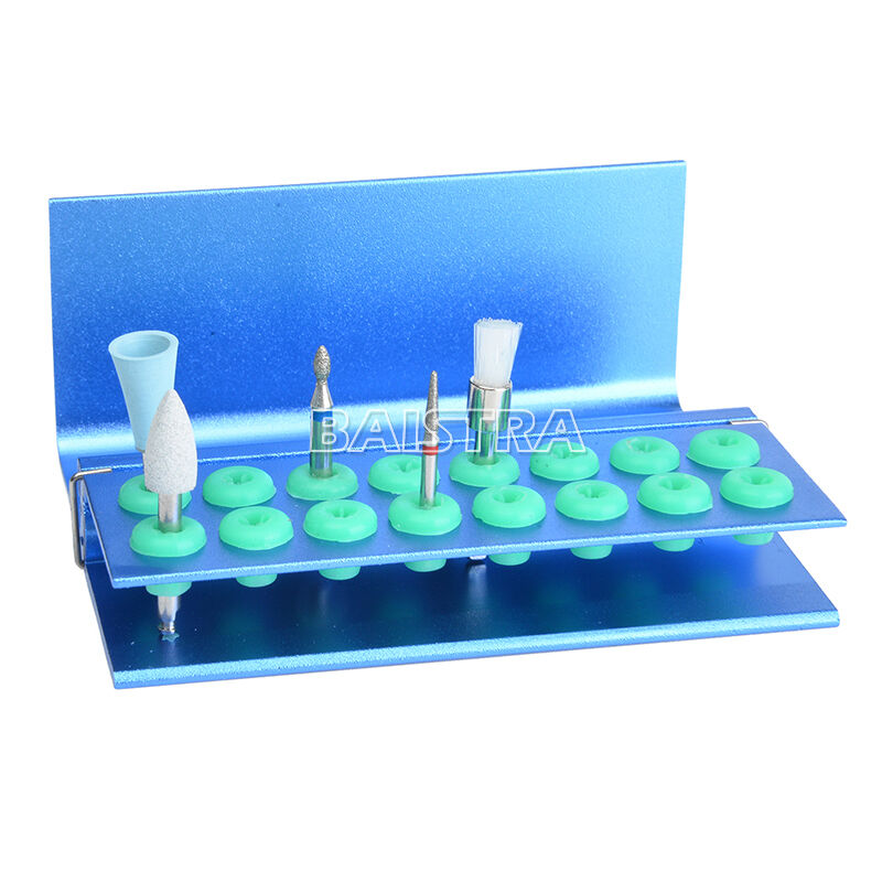 Dental Burs Holder Block 16 Holes & Silicon Cover FG RA Autoclavable Blue
