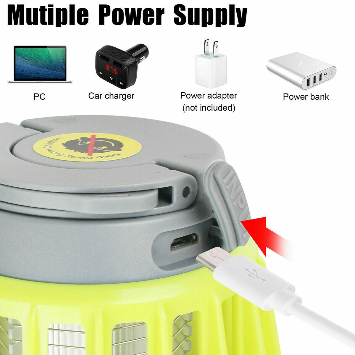 Bug Zapper Light Bulb Mosquito Insect Killer Lantern Outdoor Waterproof LED Lamp