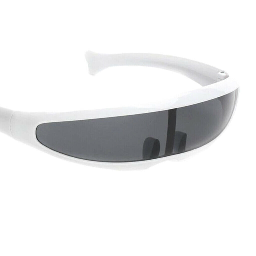 2x Futuristic Narrow Mirrored Visor Sunglasses Space Alien Robot Sunglasses