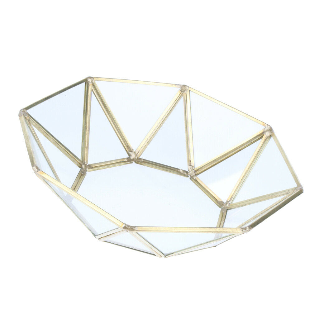 Metal Glass Jewelry Display Tray Cosmetic Organizer Snack Dessert Fruit Tray