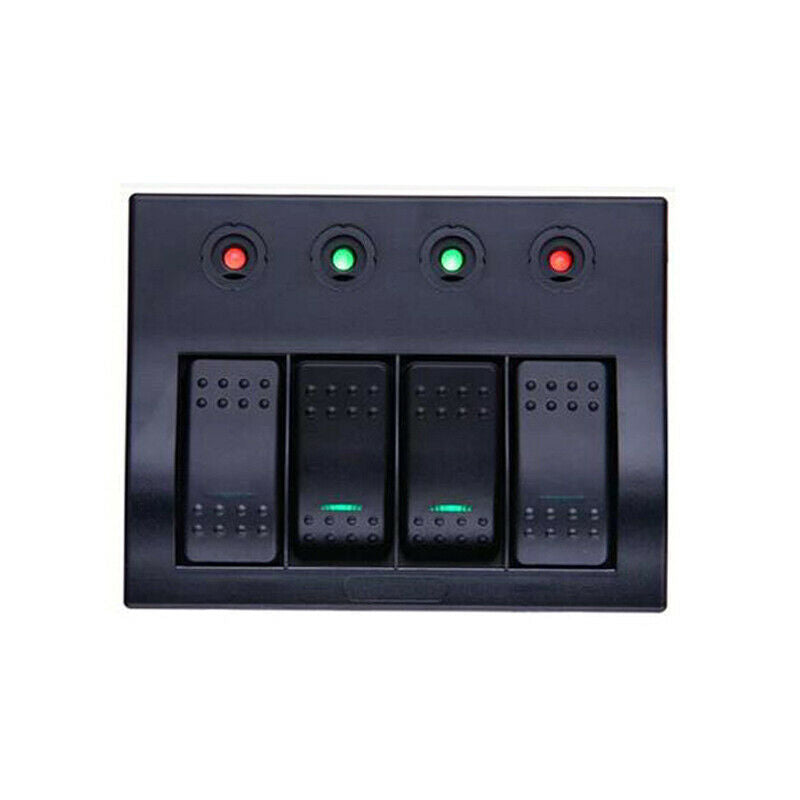 Boat RV Marine Switch Panel 4 Gang LED Rocker Switch with Circuit Breakers Kit