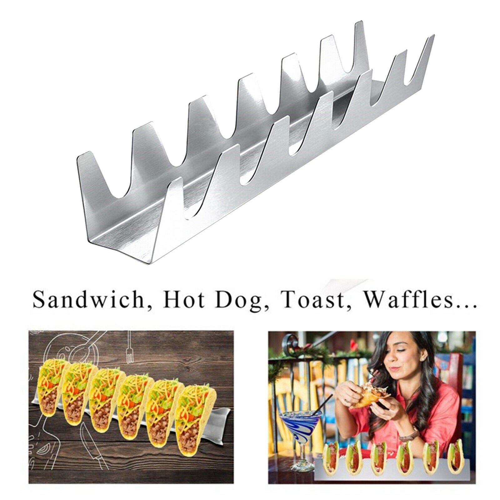 Taco Holder Tray Stand Rack Plate Server Holds 6 Tacos Oven Grill Dishwasher