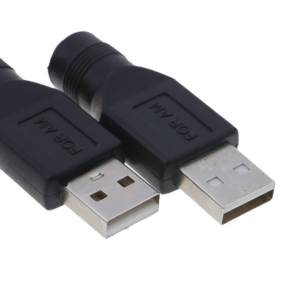 2Pcs USB female to 5.5mm x 2.1mm female DC power converter charger adapter