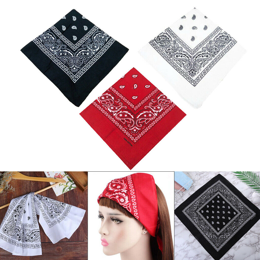 3 Pack Unisex Novelty Paisley Cowboy Bandana Scarf Head Wrap Handkerchief