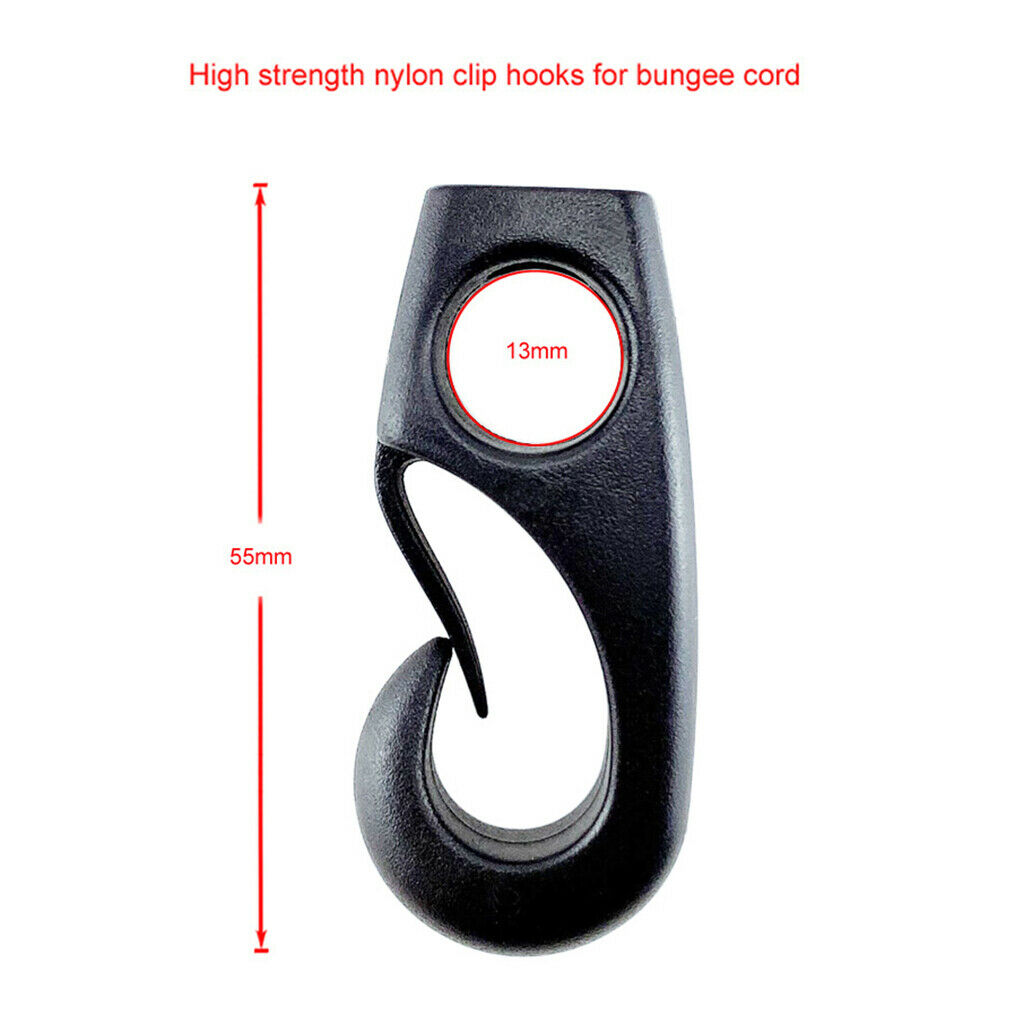 10pcs Black Reusable Nylon  Hook Boats Shock Cord Hook For Shock Cords